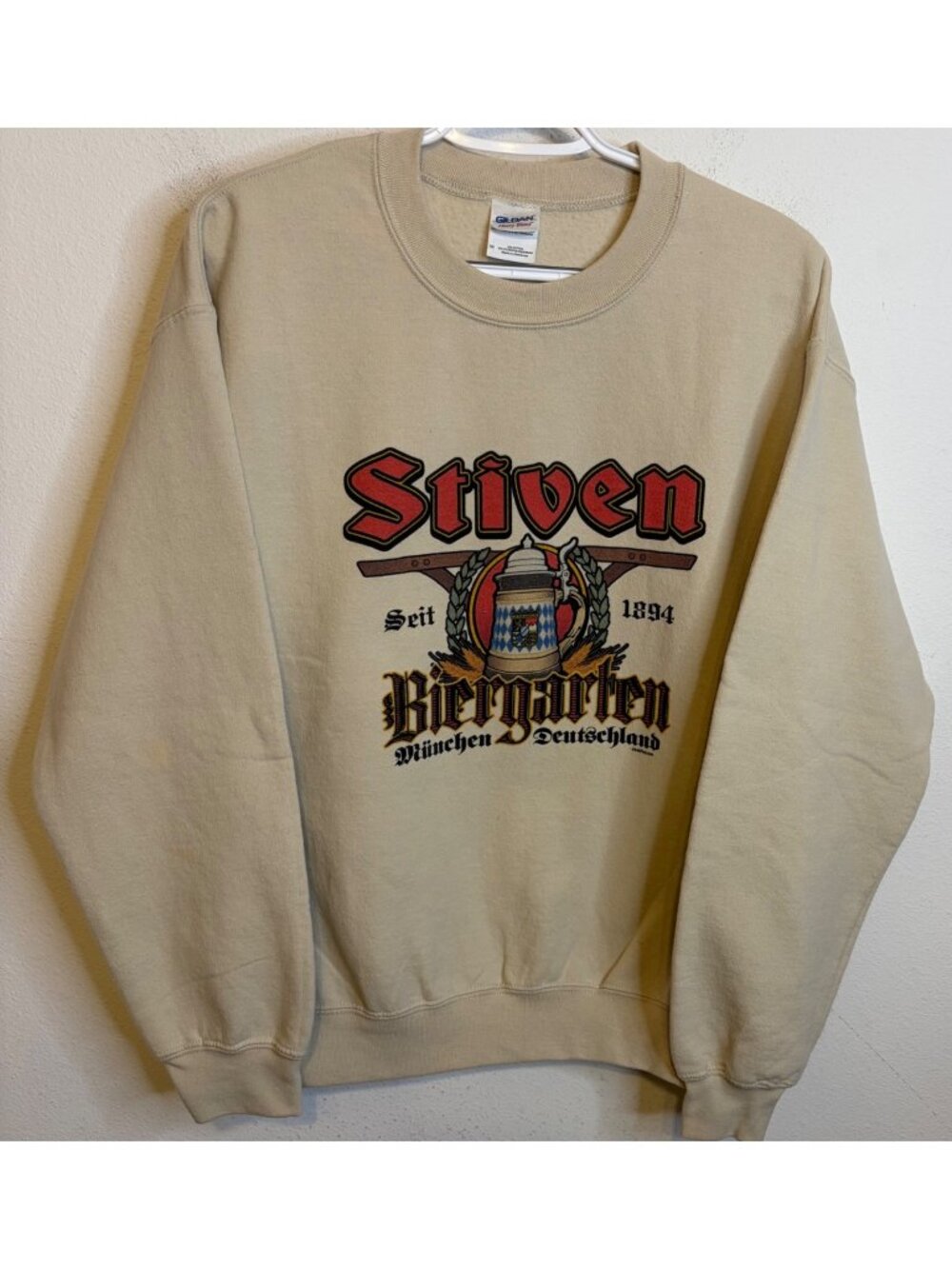 Vintage Stiven Biergarten Germany Beer Sweatshirt Long Sleeve Stein MEDIUM